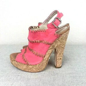 Jerome C. Rousseau Niro Suede High Heel Sandals Pink Color